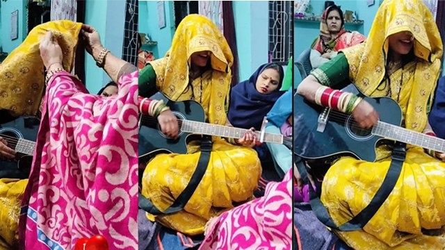 SOCIAL MEDIA पर छाई यूपी की ‘रॉकस्टार’ बहू, घूंघट में गिटार थामकर लगाया ‘सुर’