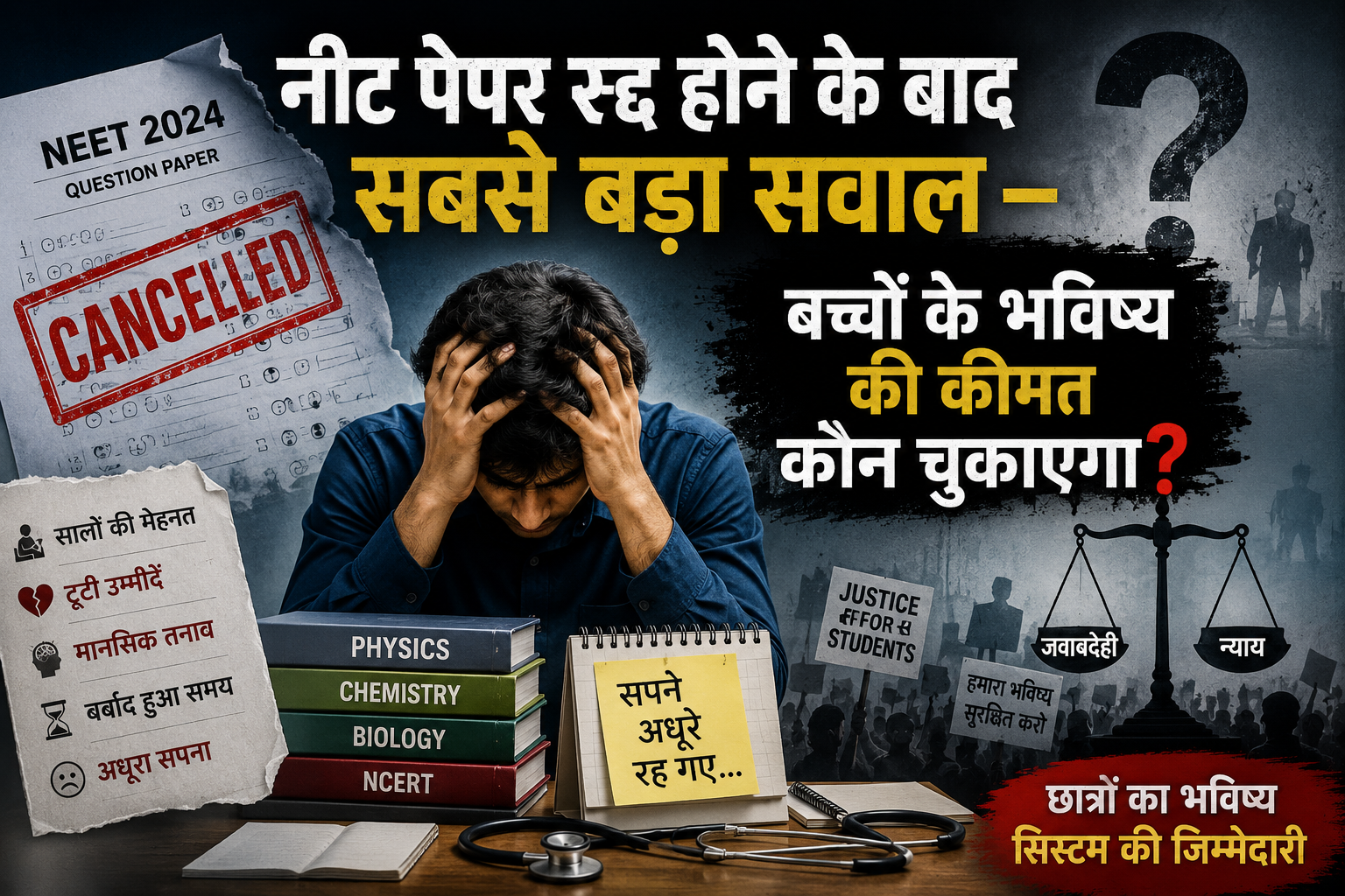 नीट पेपर रद्द होने के बाद सबसे बड़ा सवाल – बच्चों के भविष्य की कीमत कौन चुकाएगा? 1 ChatGPT Image Jun 3 2026 06 25 40 PM