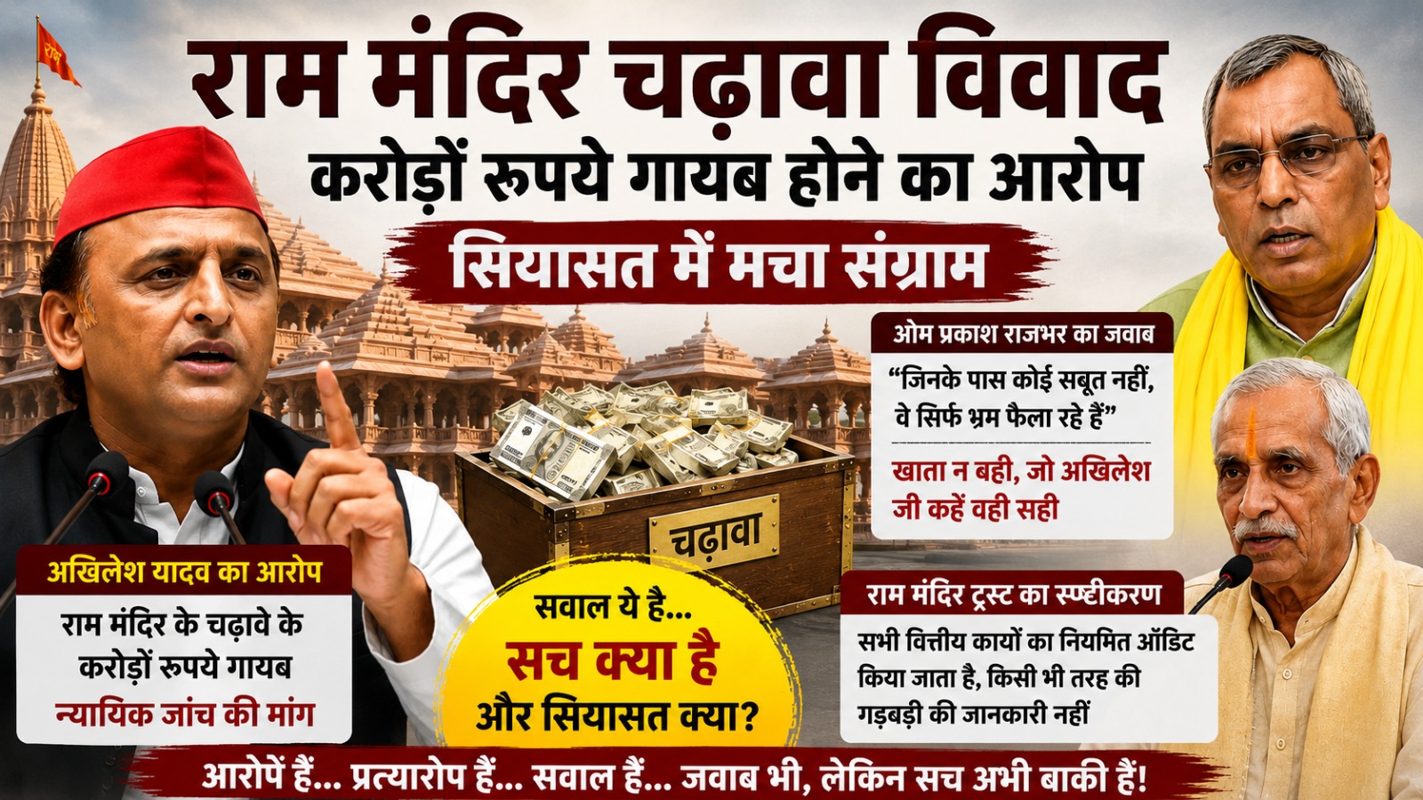 अयोध्या राम मंदिर चढ़ावा विवाद: अखिलेश यादव के आरोपों से सियासी संग्राम 1 अयोध्या राम मंदिर चढ़ावा विवाद: अखिलेश यादव के आरोपों से सियासी संग्राम