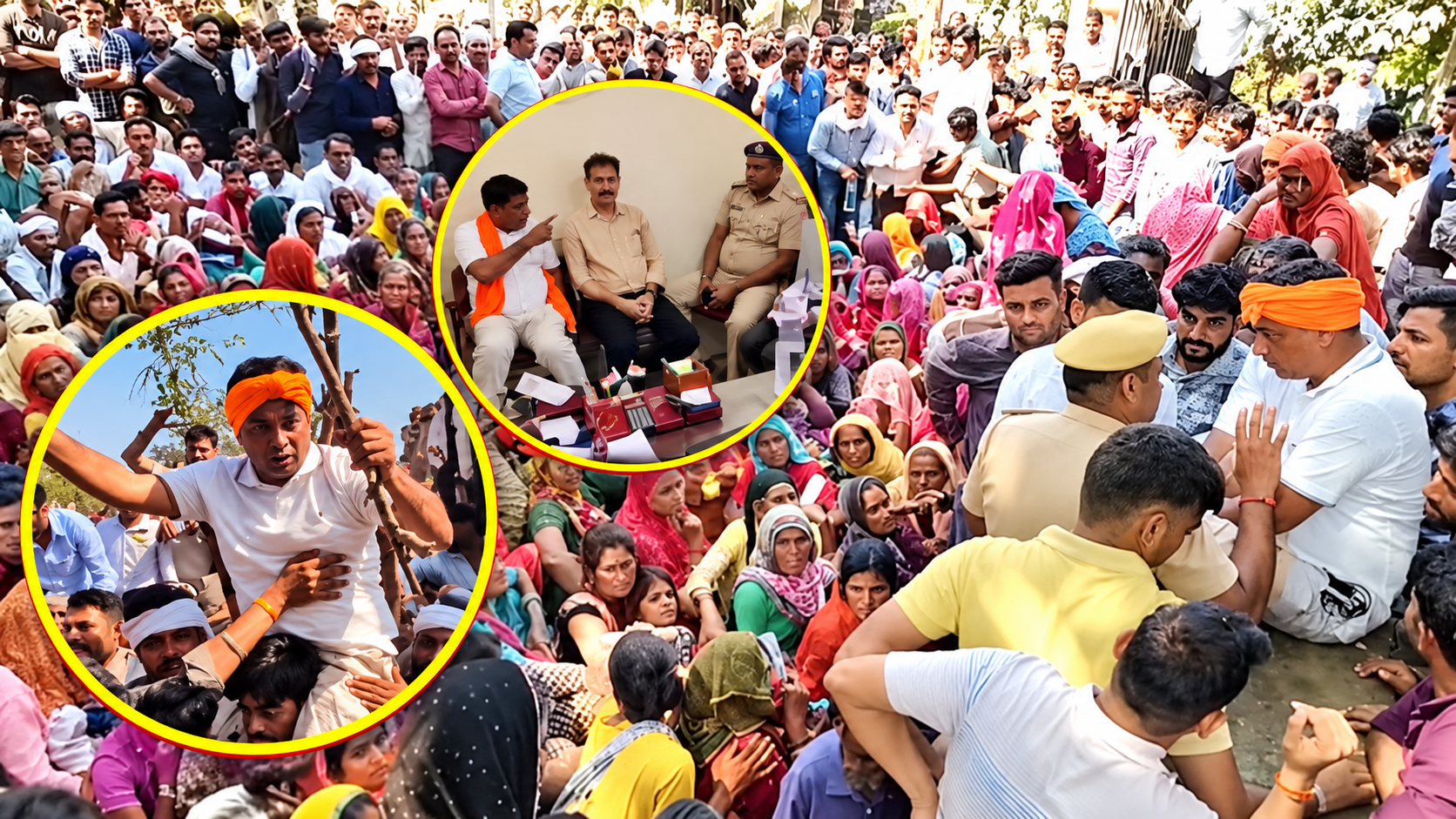 Indian Crowd Protest News Collage