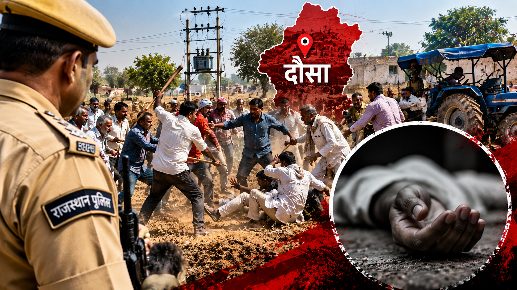 Rural Clash With Police and Tractor